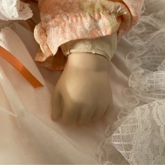 Porcelain Petticoat Realistic Face Hands Blonde & Blue Eyes Fair Skin Baby Doll - Picture 3 of 13